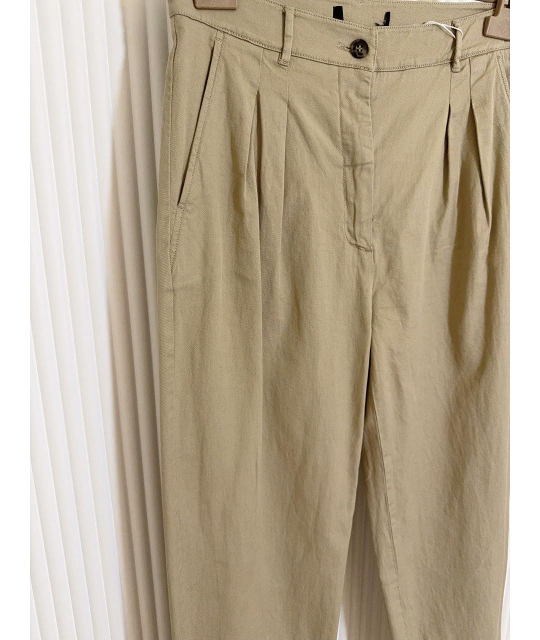 WEEKEND MAX MARA Бежевые хлопковые брюки широкие, фото 4