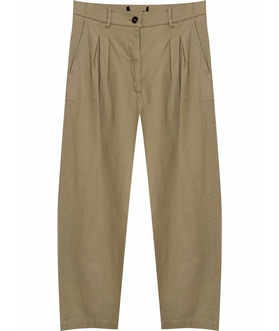 WEEKEND MAX MARA Бежевые хлопковые брюки широкие, фото 1