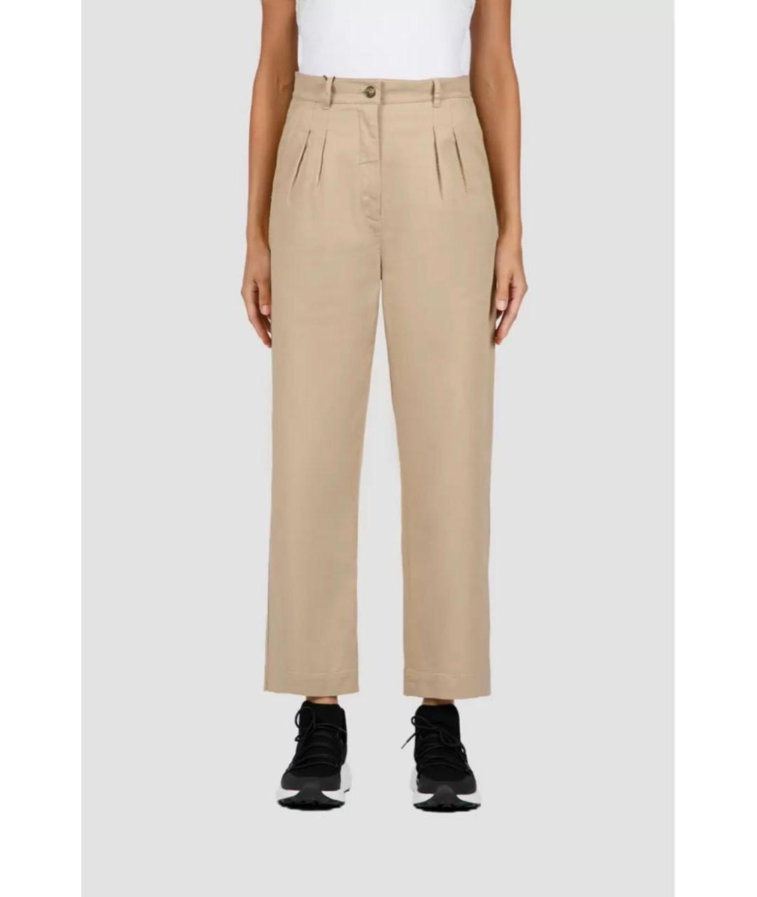 WEEKEND MAX MARA Бежевые хлопковые брюки широкие, фото 7