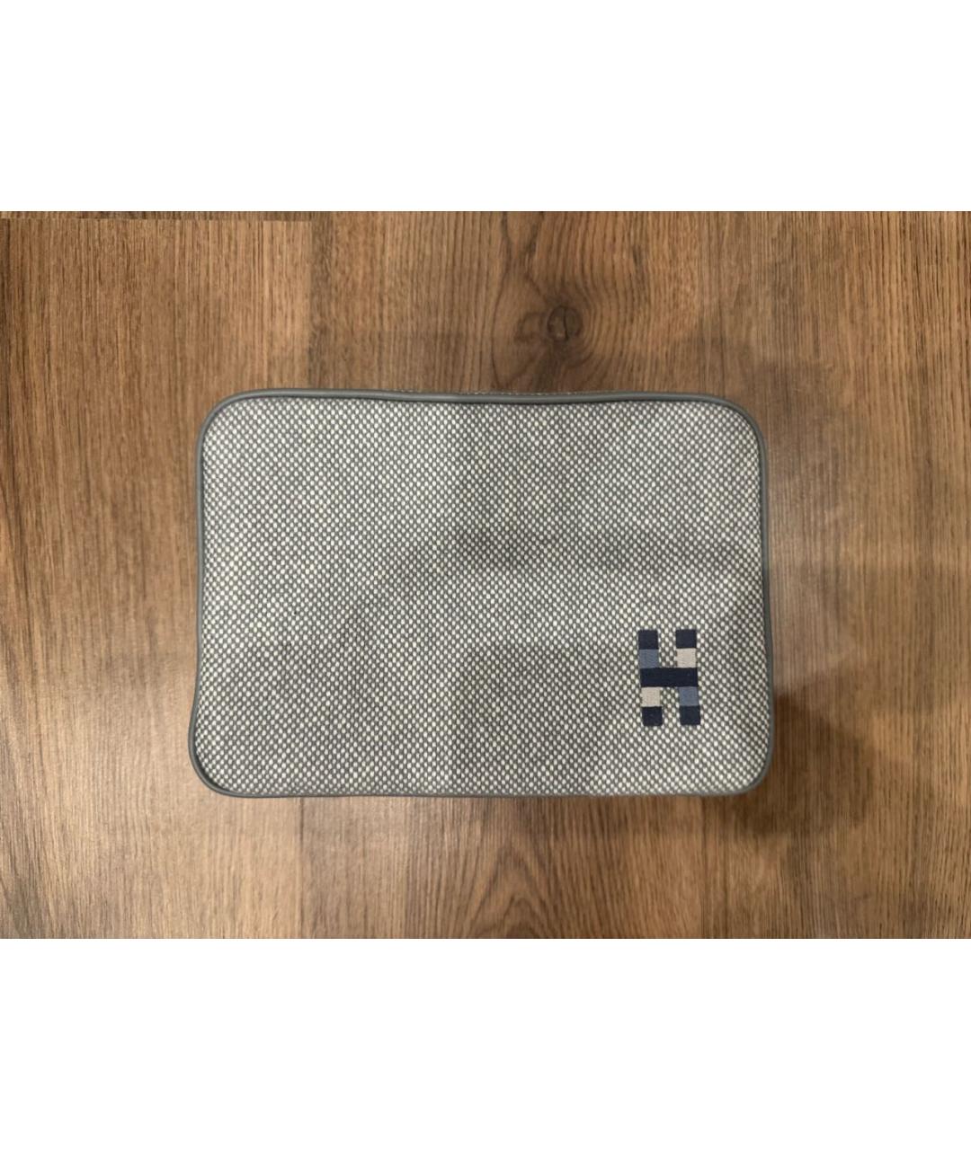 HERMES Серая шерстяная косметичка, фото 4