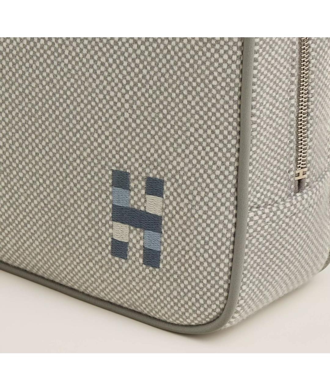 HERMES Серая шерстяная косметичка, фото 3