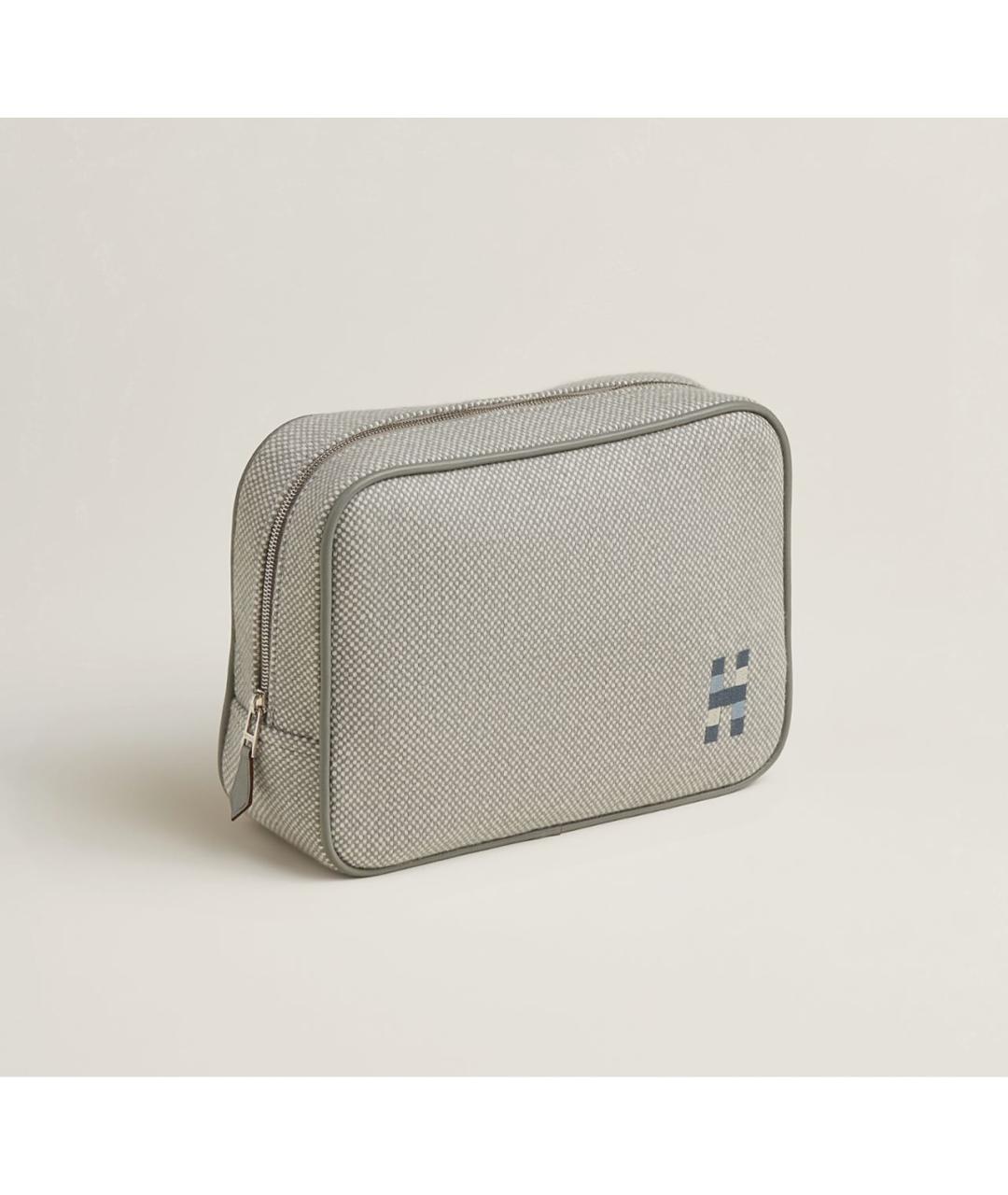 HERMES Серая шерстяная косметичка, фото 6