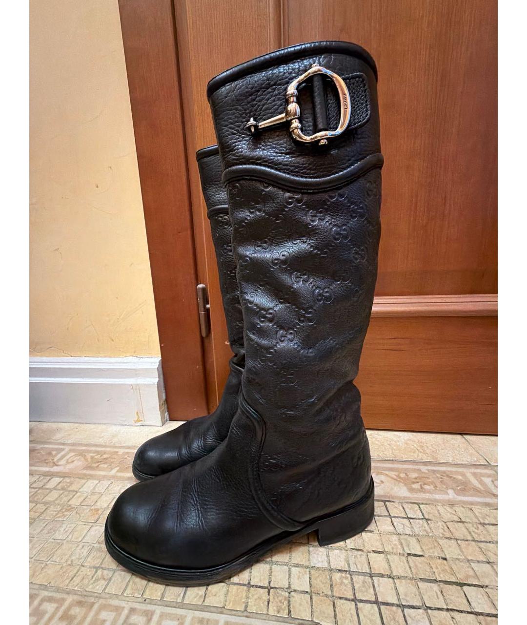 GUCCI Черные кожаные сапоги, фото 6