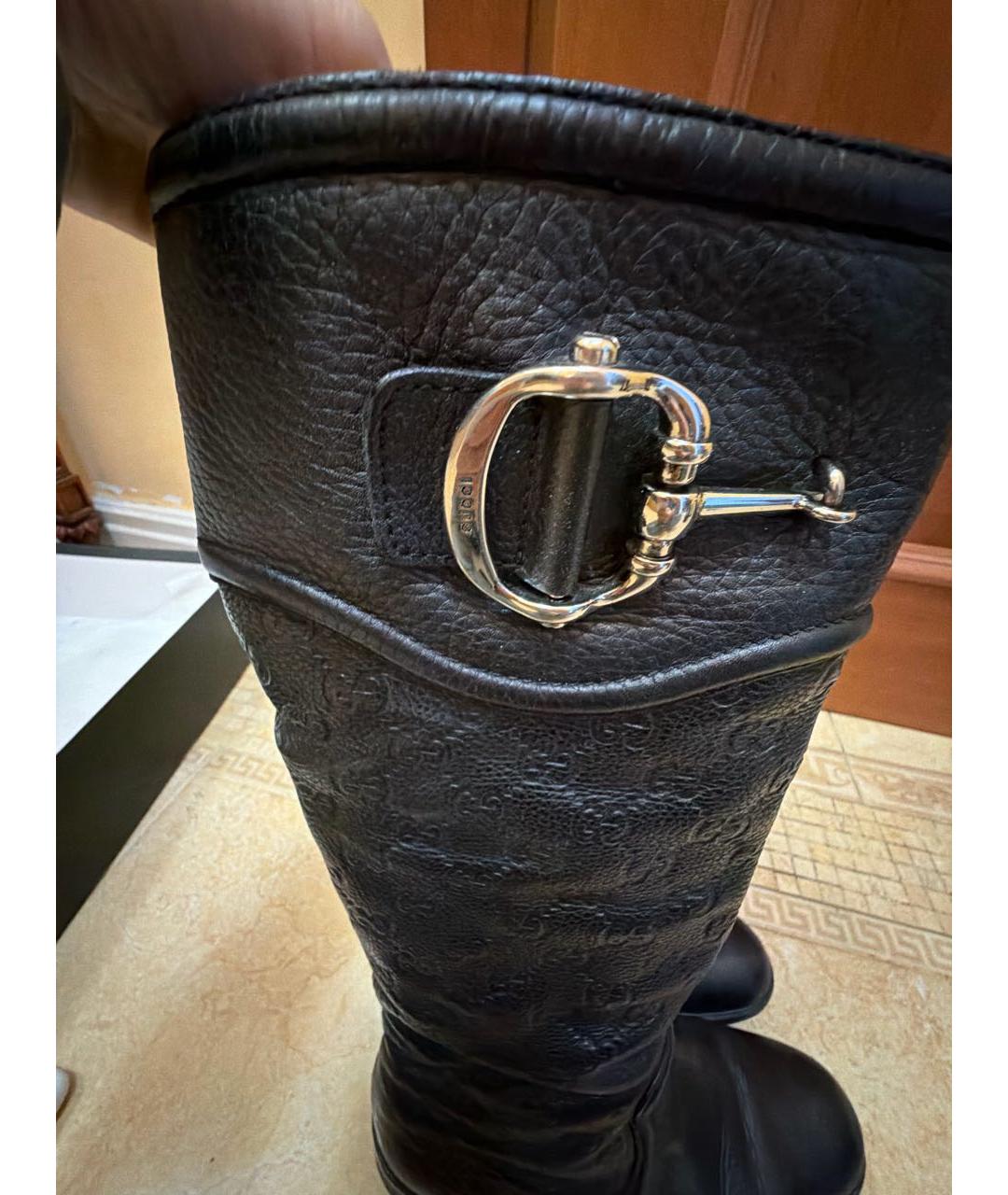 GUCCI Черные кожаные сапоги, фото 5