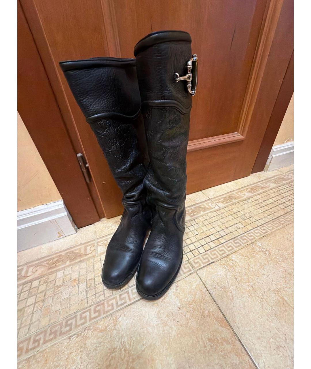 GUCCI Черные кожаные сапоги, фото 2