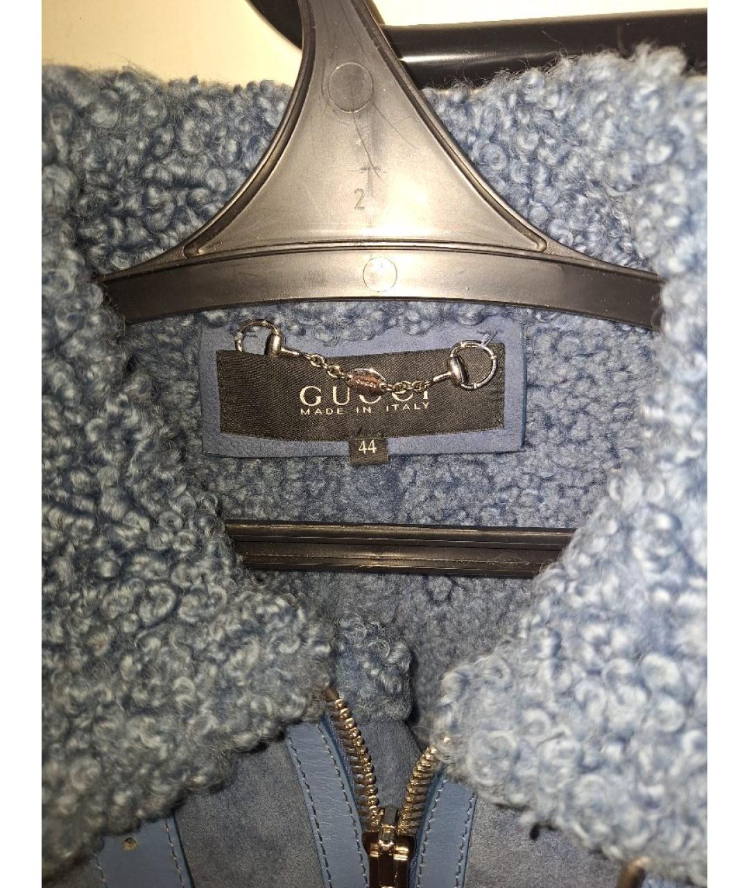 GUCCI Синяя замшевая дубленка, фото 3