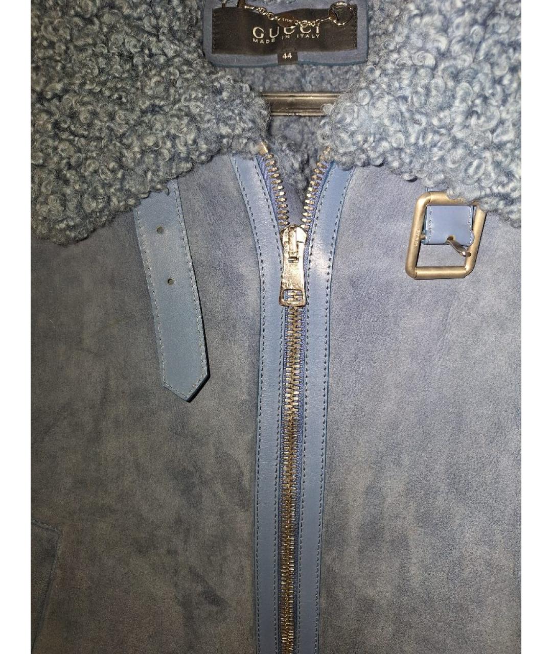 GUCCI Синяя замшевая дубленка, фото 4