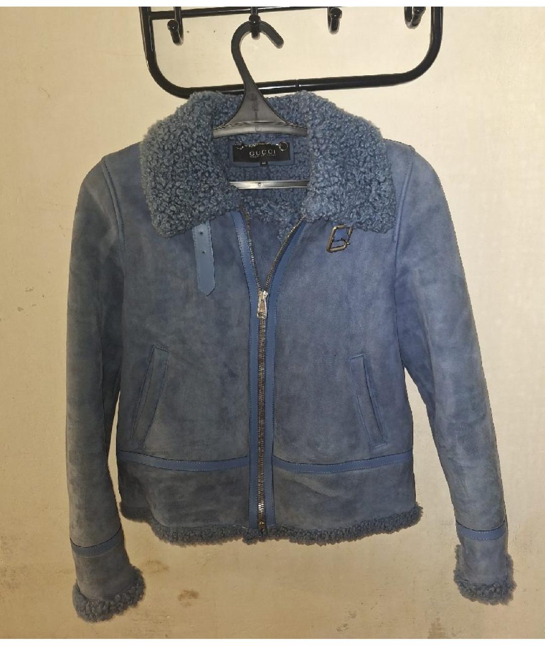 GUCCI Синяя замшевая дубленка, фото 5