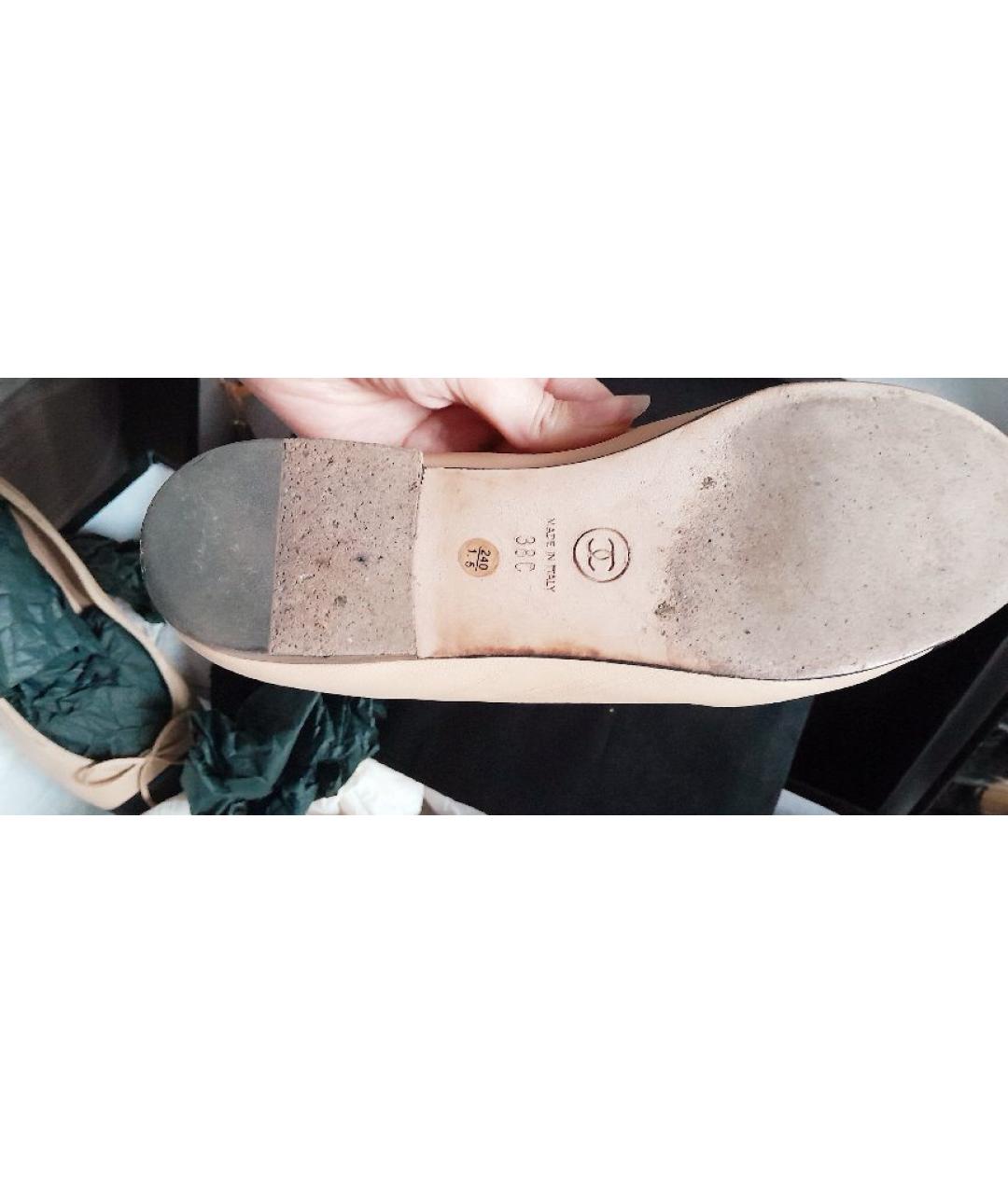 CHANEL Бежевые кожаные балетки, фото 8