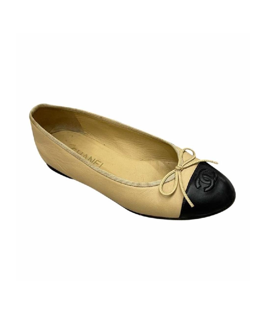 CHANEL Бежевые кожаные балетки, фото 6