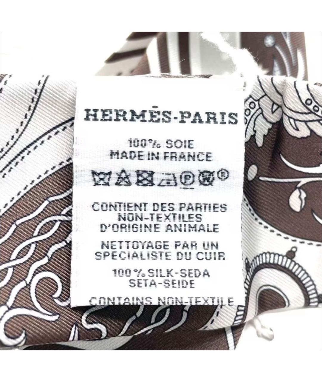 HERMES Бежевый шелковый шарф, фото 3