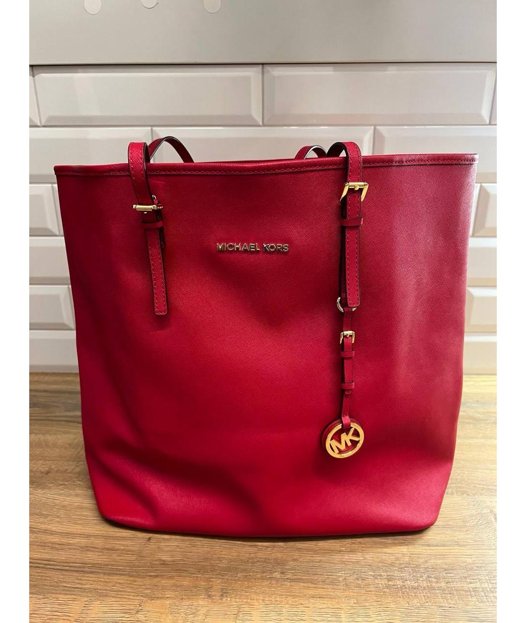 MICHAEL KORS Красная кожаная сумка тоут, фото 5