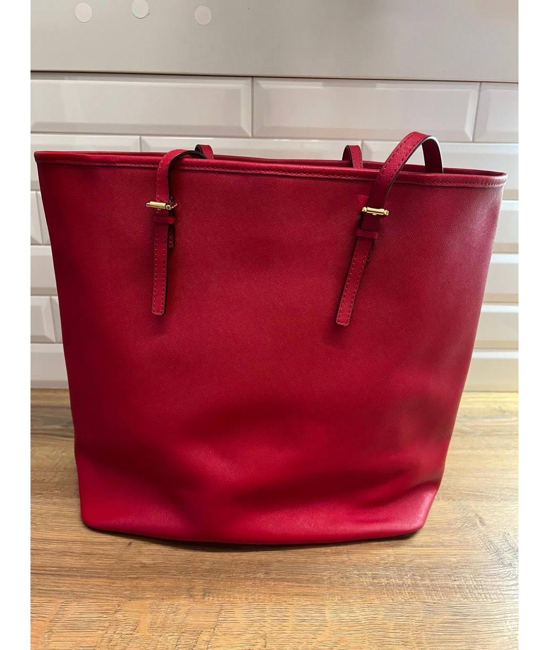 MICHAEL KORS Красная кожаная сумка тоут, фото 3
