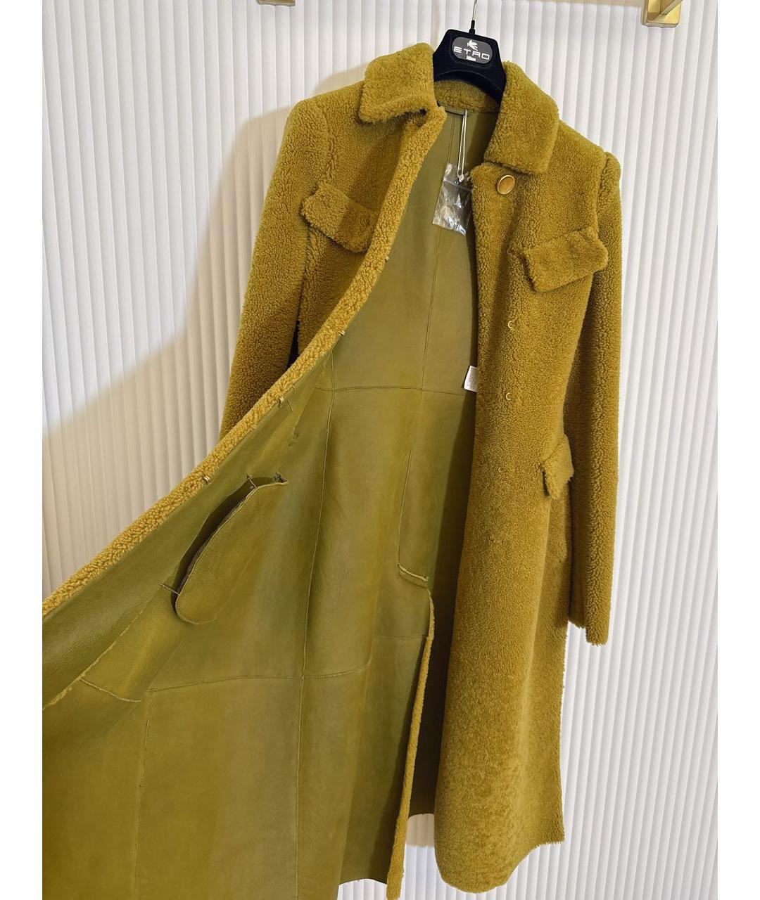 SPORTMAX Горчичная шерстяная дубленка, фото 5