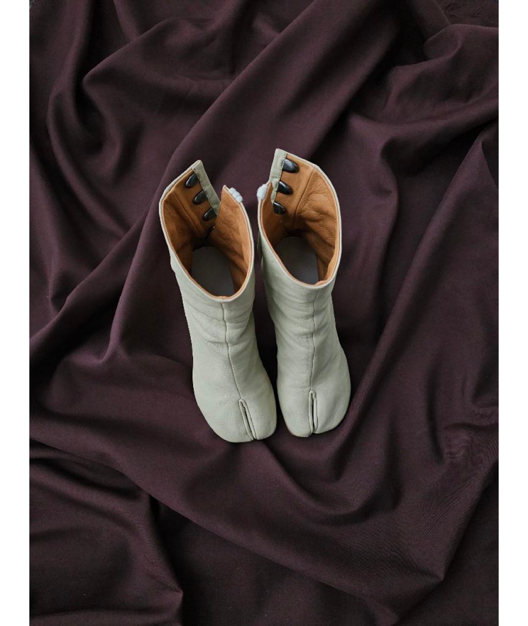 MAISON MARGIELA Бежевые кожаные ботильоны, фото 2