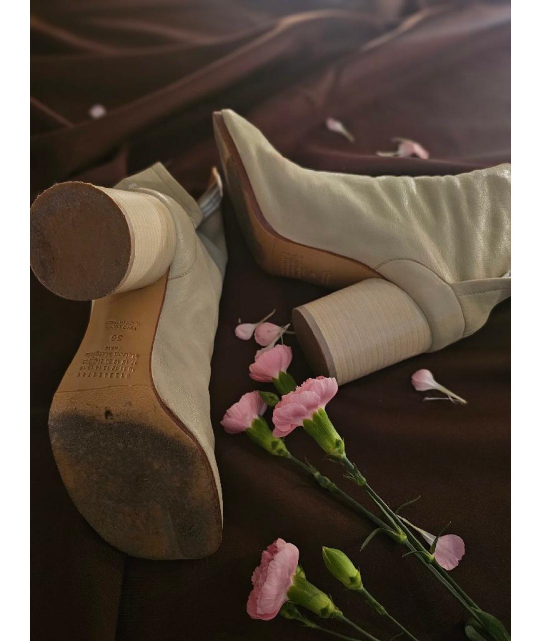 MAISON MARGIELA Бежевые кожаные ботильоны, фото 4