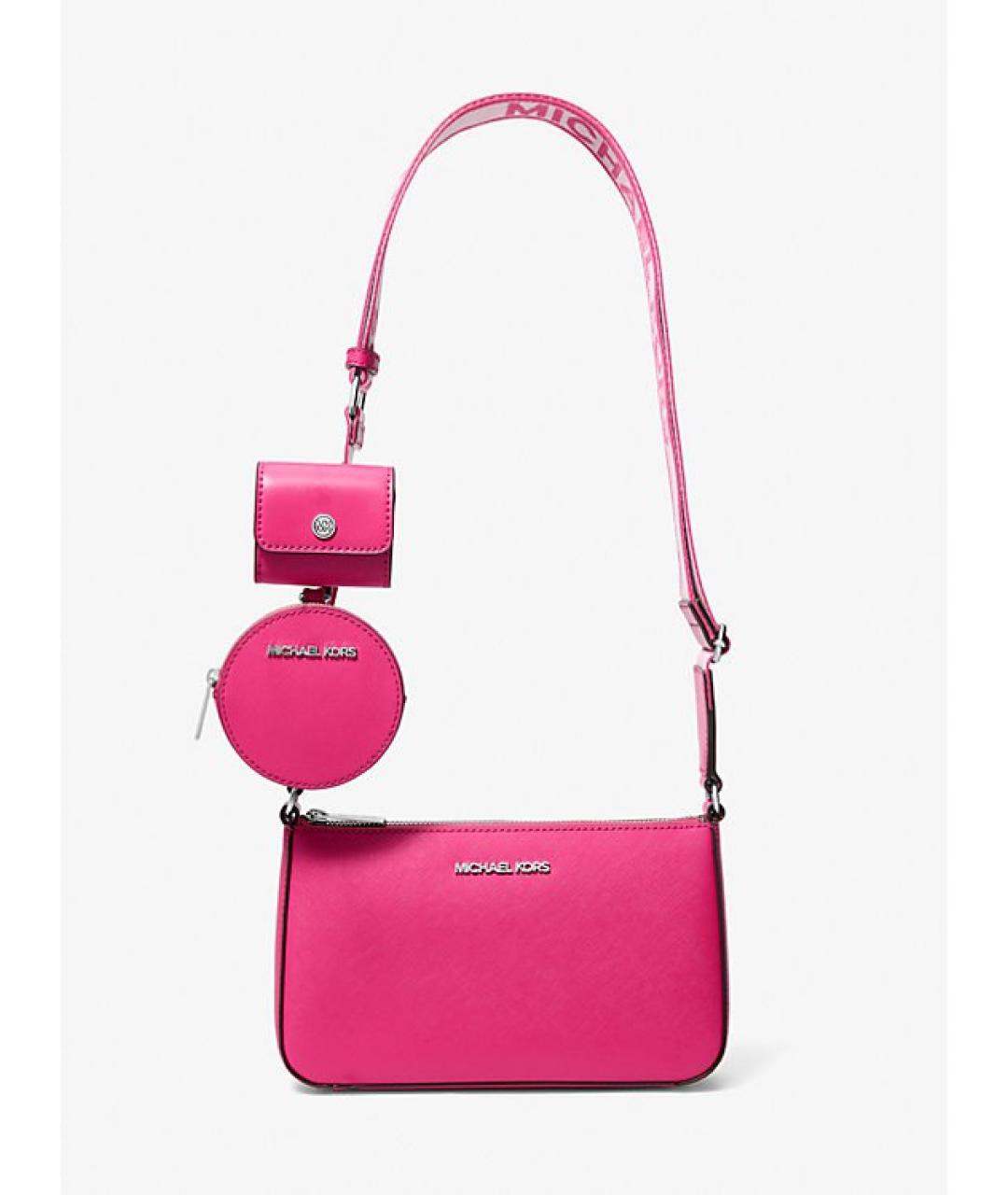 MICHAEL KORS Фуксия кожаная сумка через плечо, фото 5