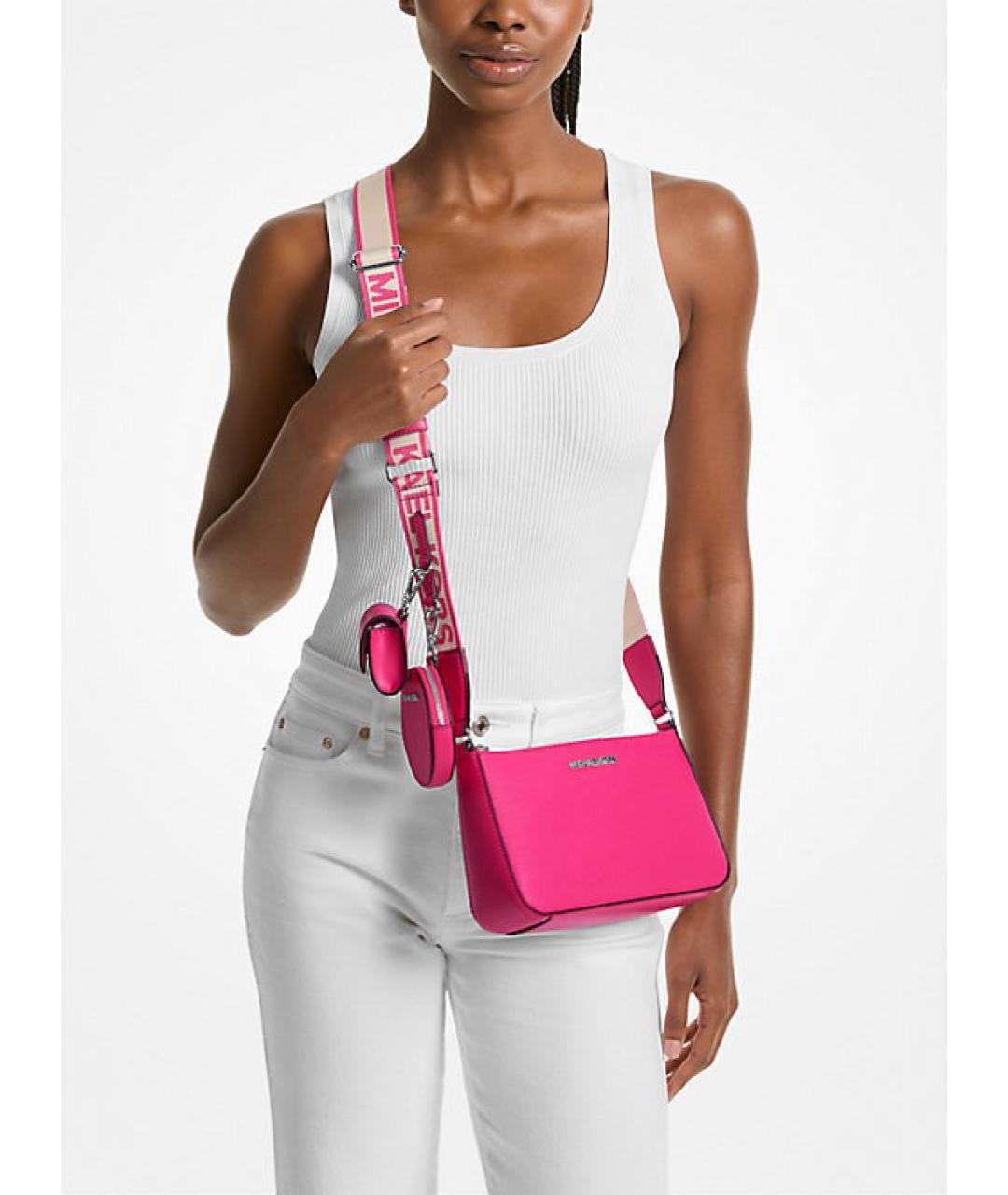 MICHAEL KORS Фуксия кожаная сумка через плечо, фото 4