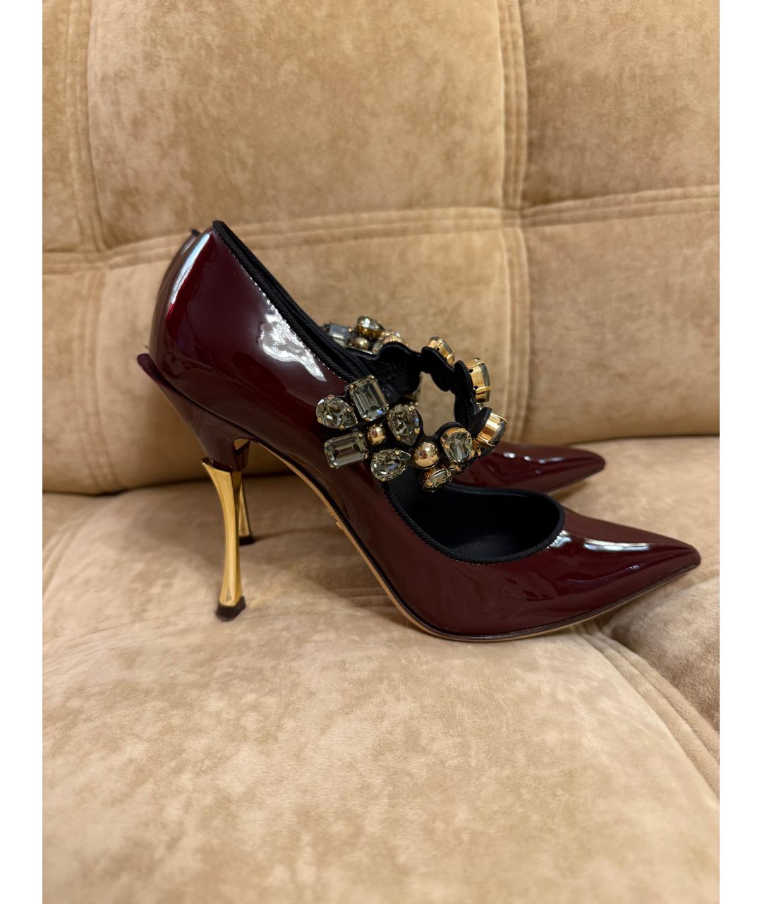 DOLCE&GABBANA Бордовые туфли из лакированной кожи, фото 4