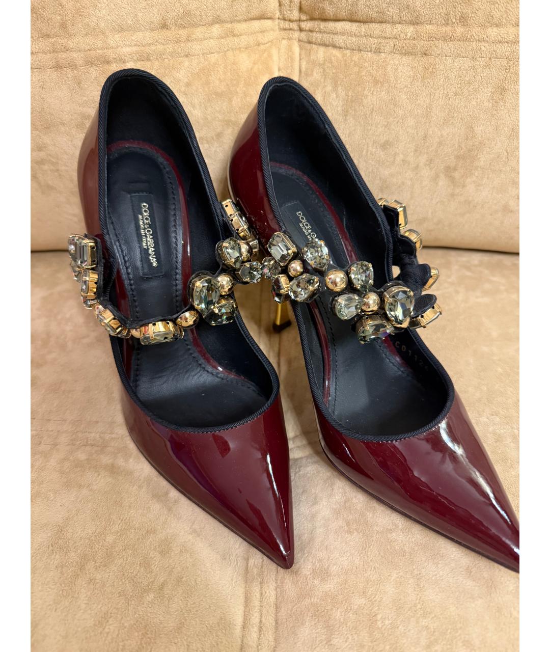 DOLCE&GABBANA Бордовые туфли из лакированной кожи, фото 2