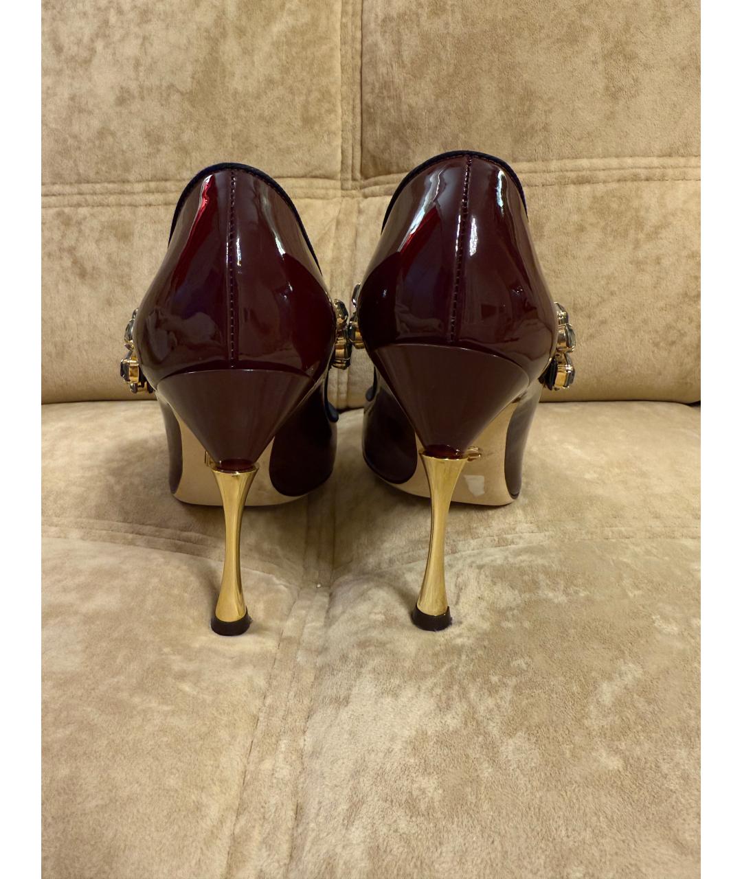 DOLCE&GABBANA Бордовые туфли из лакированной кожи, фото 3