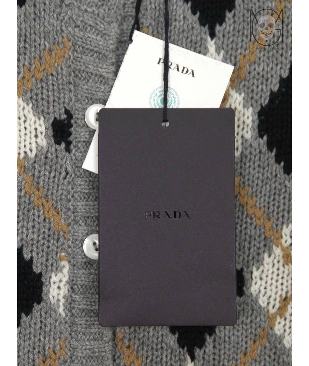 PRADA Серый кашемировый кардиган, фото 3