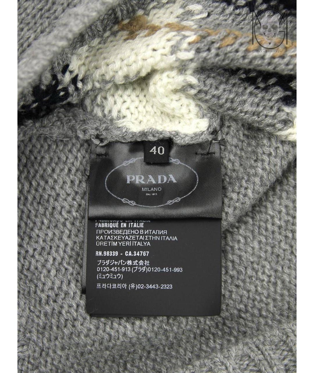 PRADA Серый кашемировый кардиган, фото 8