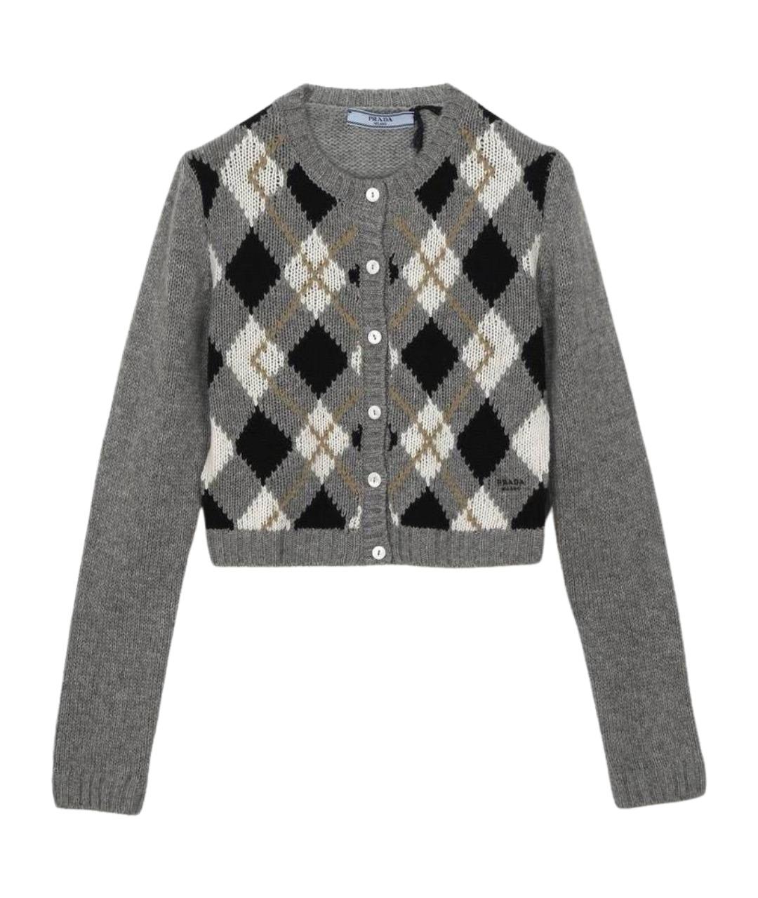 PRADA Серый кашемировый кардиган, фото 1