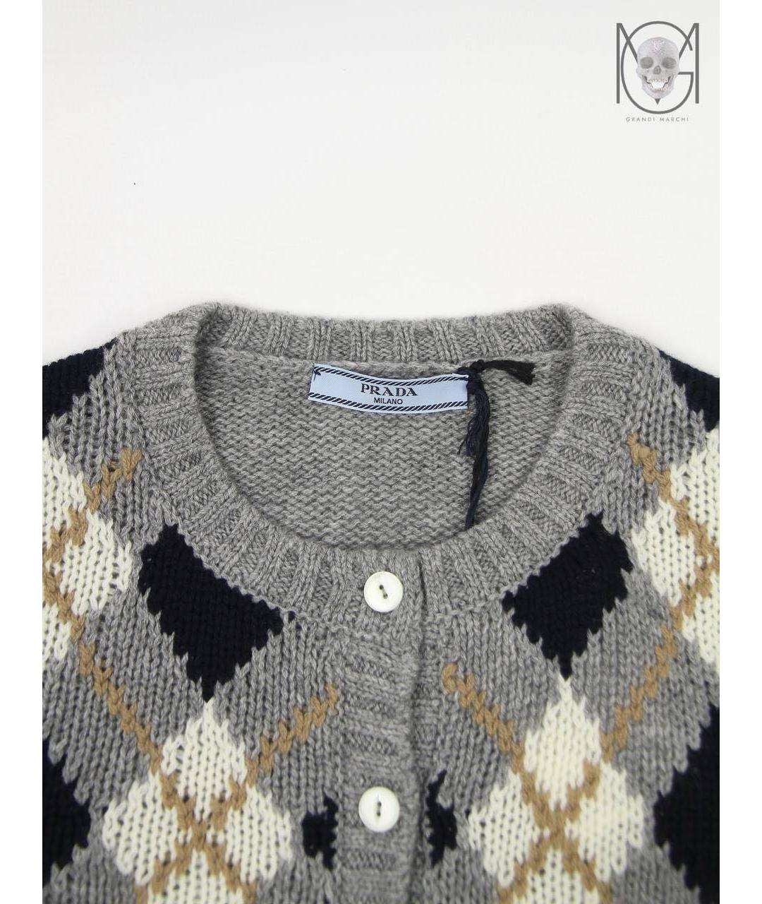 PRADA Серый кашемировый кардиган, фото 2