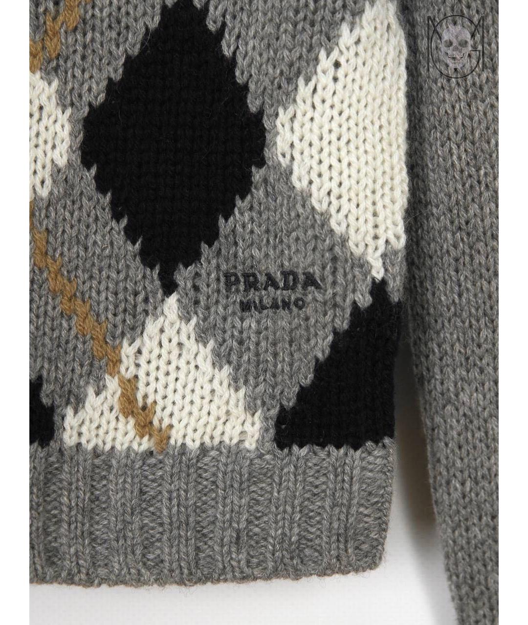 PRADA Серый кашемировый кардиган, фото 5