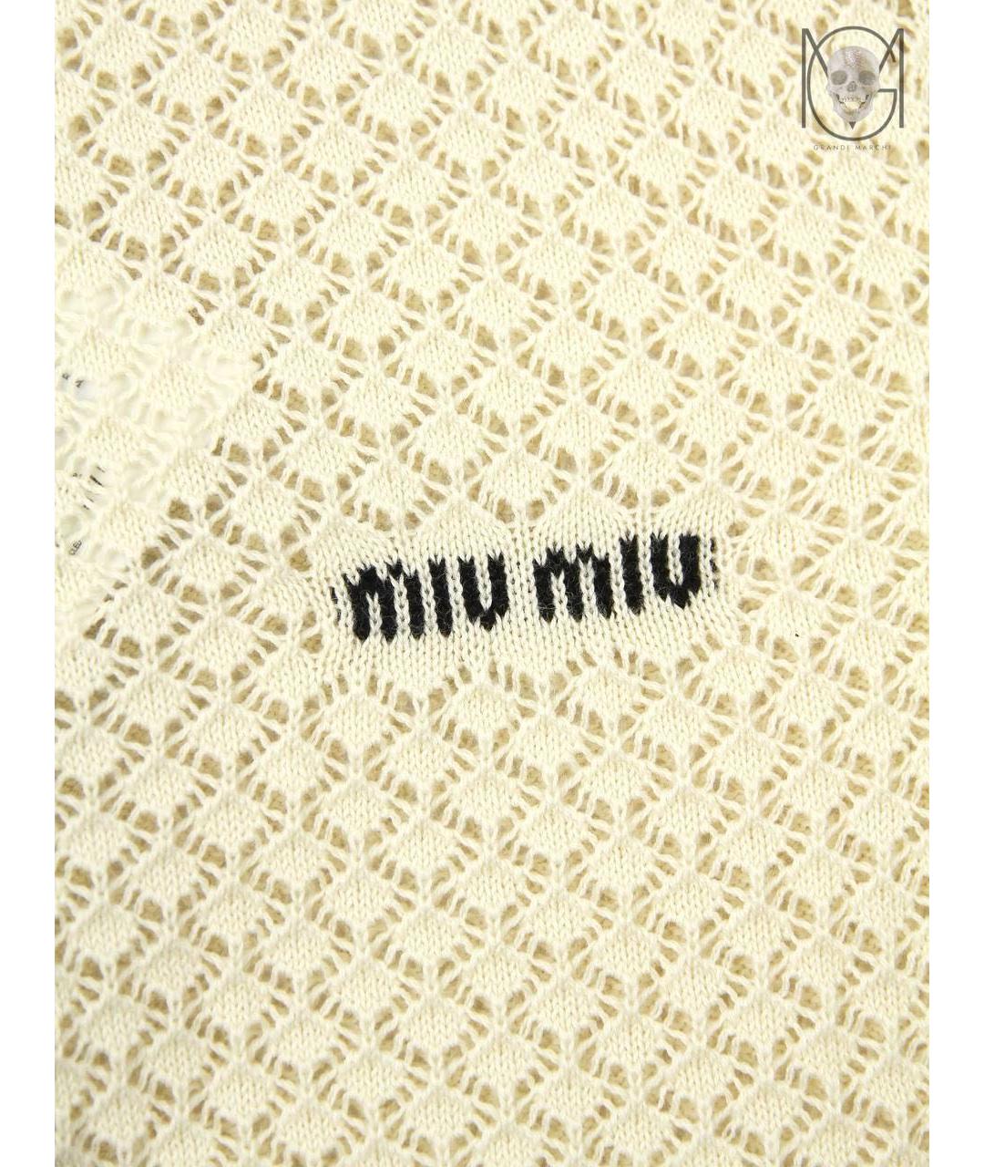 MIU MIU Бежевая хлопковая футболка, фото 4