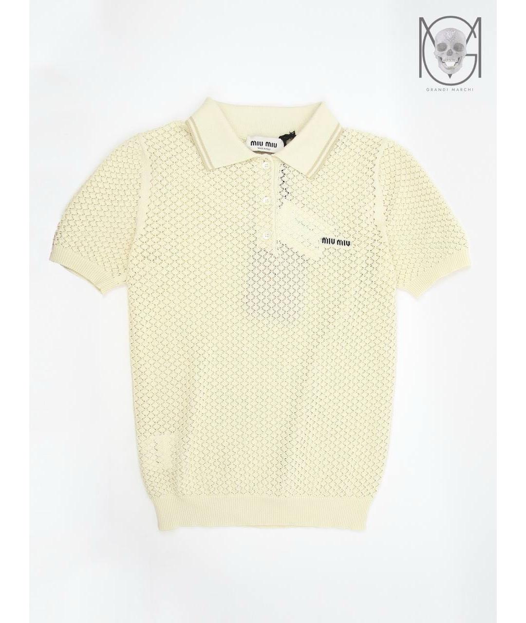 MIU MIU Бежевая хлопковая футболка, фото 9