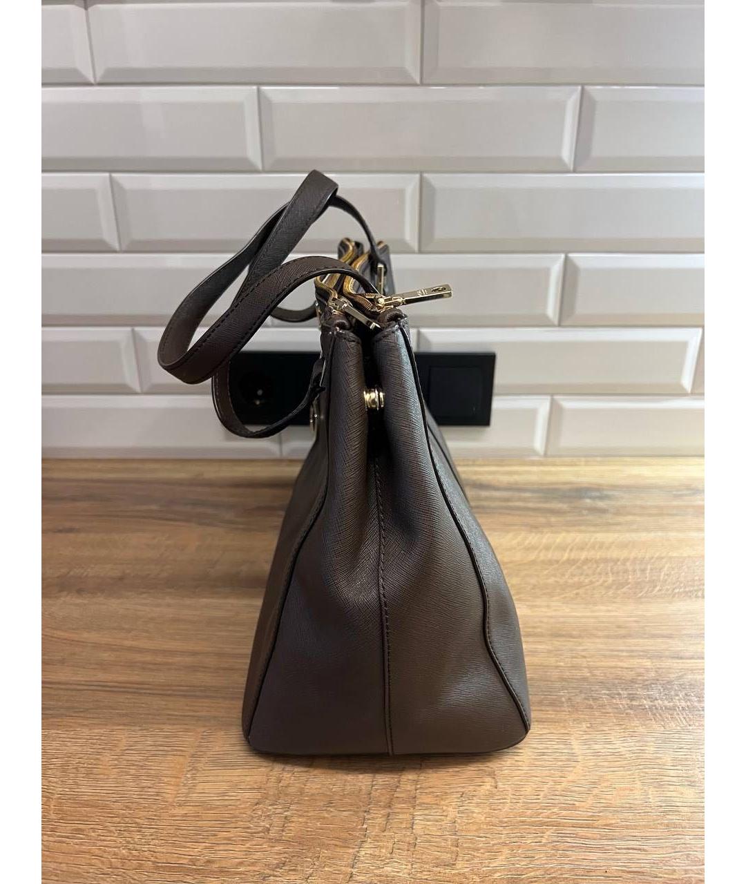 DKNY Коричневая кожаная сумка тоут, фото 2