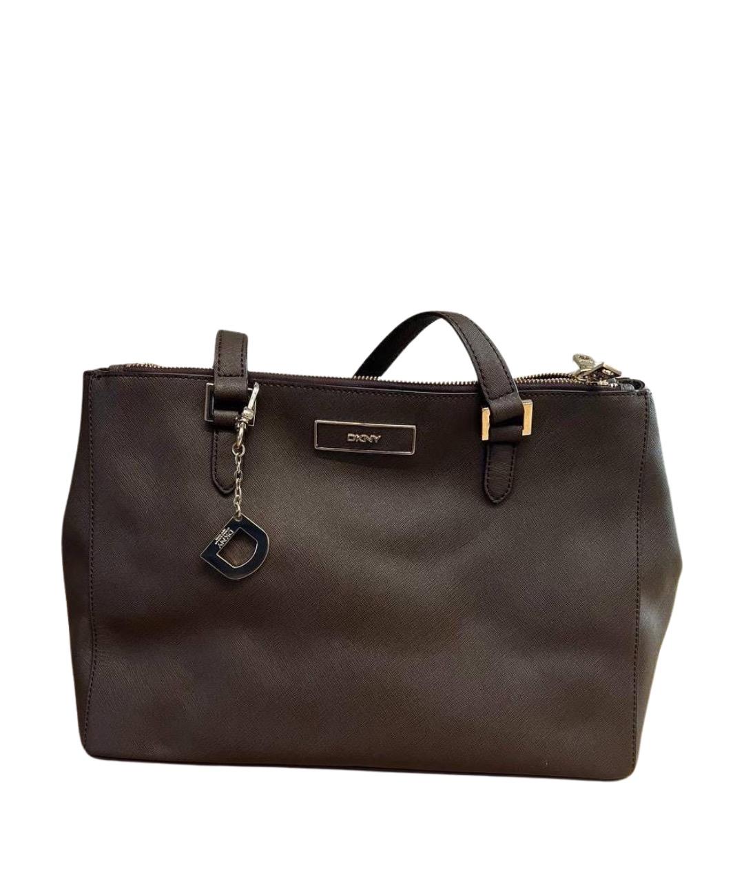 DKNY Коричневая кожаная сумка тоут, фото 1