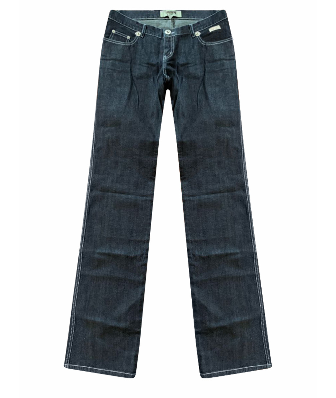 MOSCHINO Темно-синие хлопко-эластановые прямые джинсы, фото 1