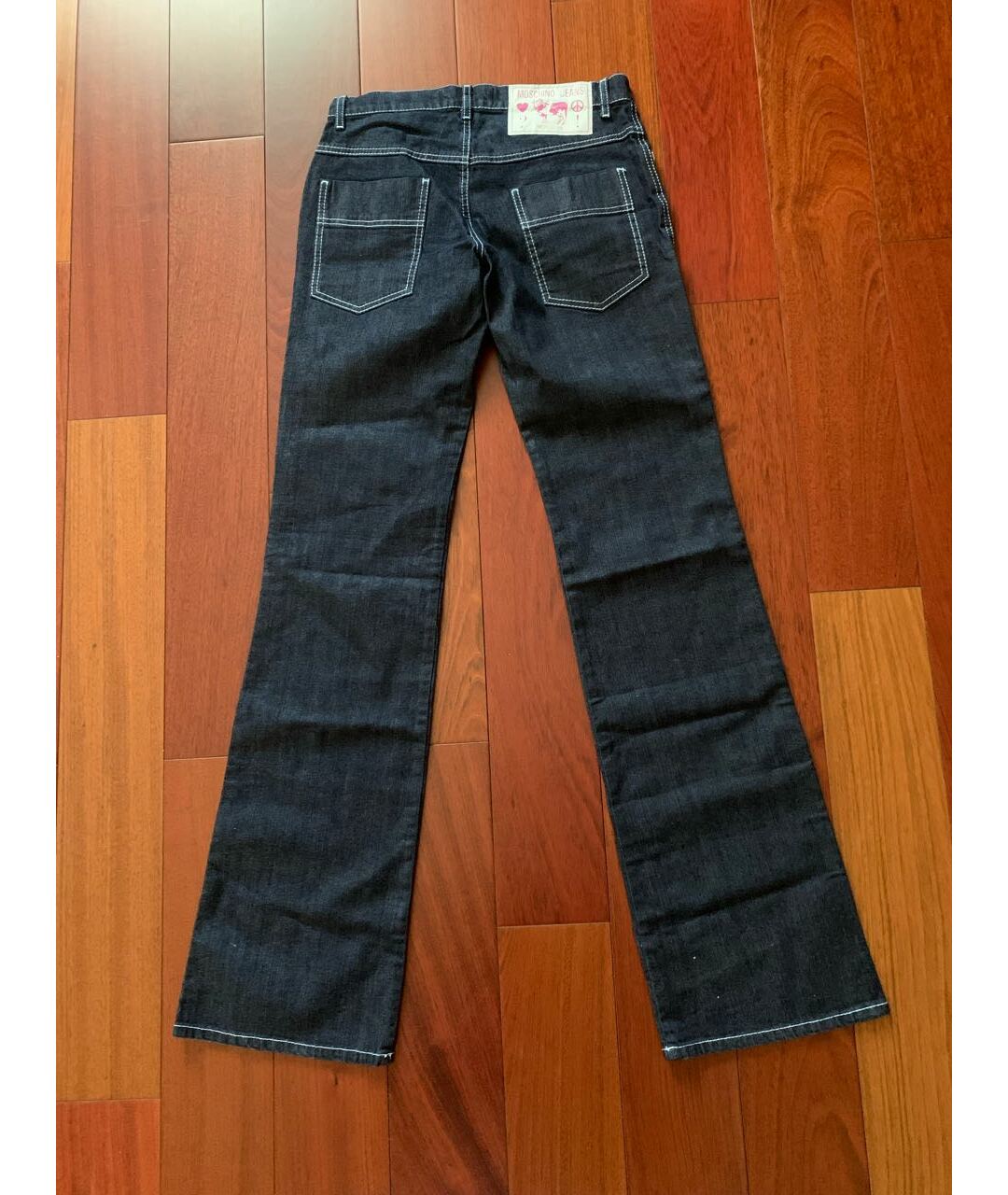 MOSCHINO Темно-синие хлопко-эластановые прямые джинсы, фото 2