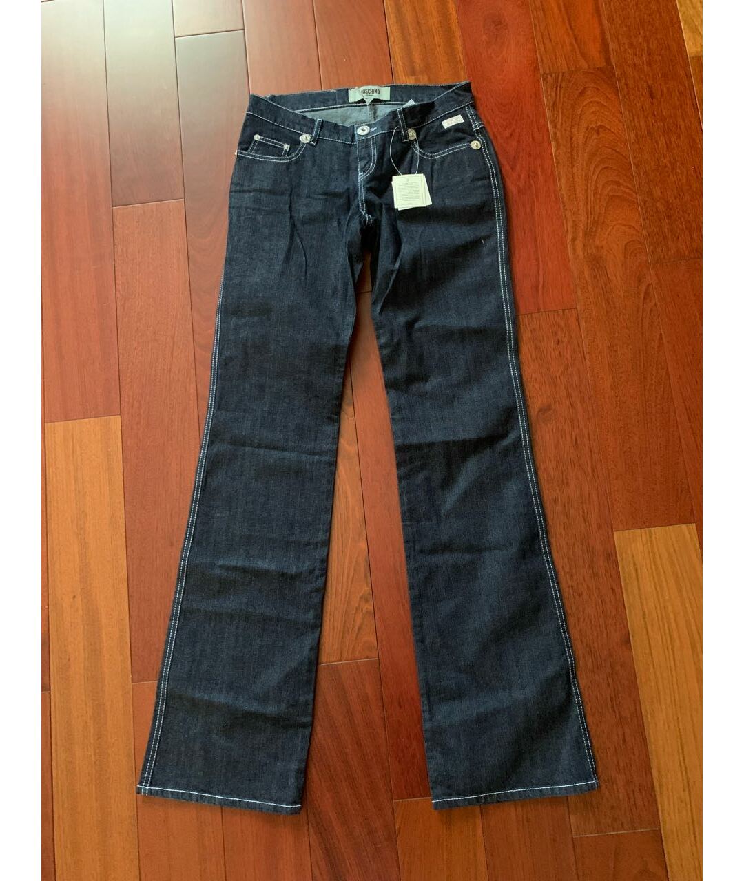 MOSCHINO Темно-синие хлопко-эластановые прямые джинсы, фото 9