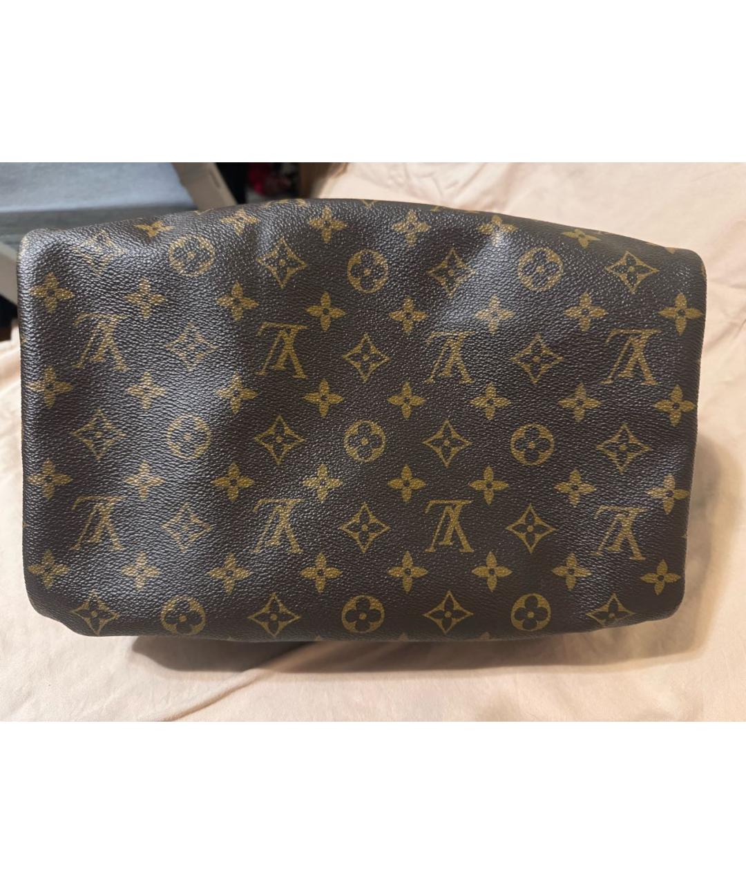LOUIS VUITTON Коричневая кожаная сумка с короткими ручками, фото 7