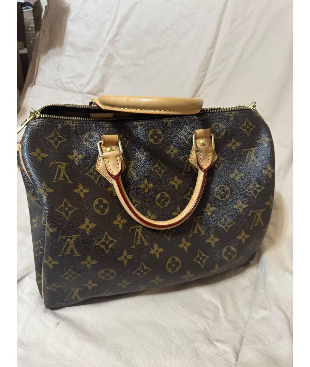 LOUIS VUITTON Коричневая кожаная сумка с короткими ручками, фото 9