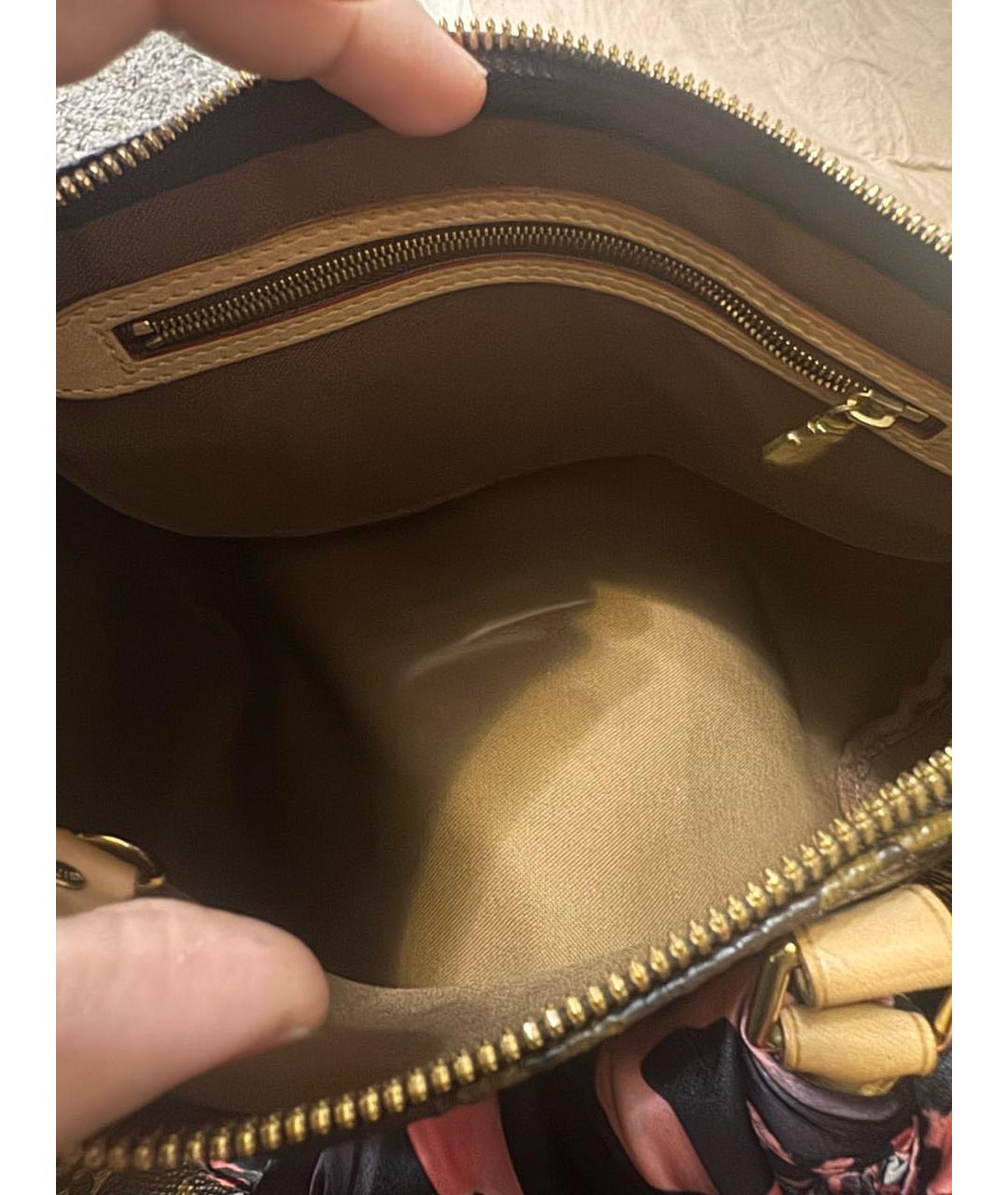 LOUIS VUITTON Коричневая кожаная сумка с короткими ручками, фото 4