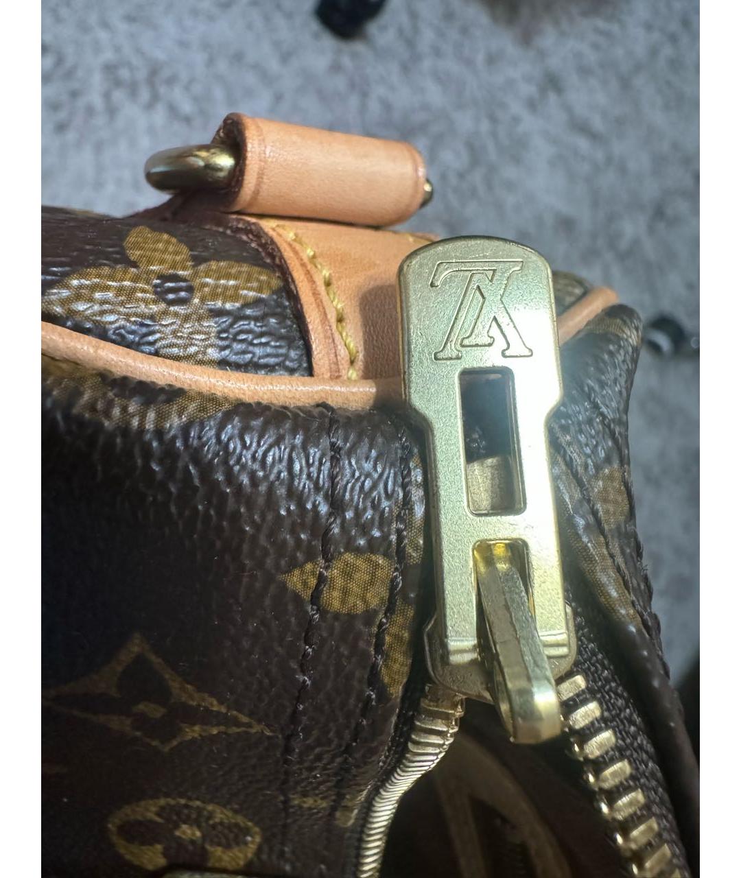 LOUIS VUITTON Коричневая кожаная сумка с короткими ручками, фото 7