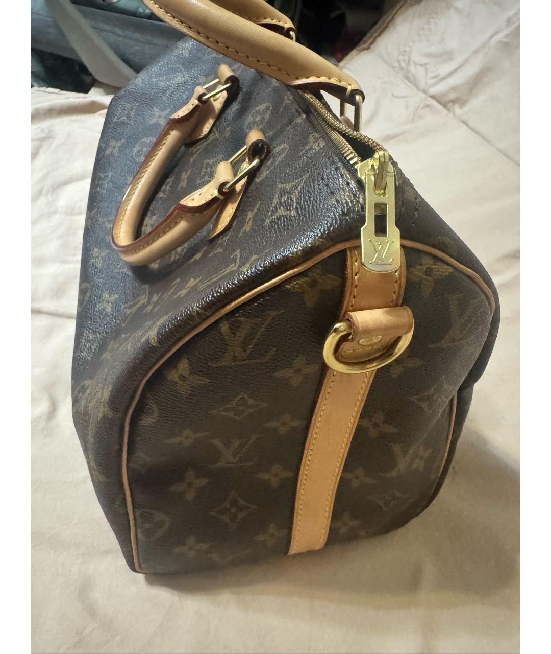 LOUIS VUITTON Коричневая кожаная сумка с короткими ручками, фото 6