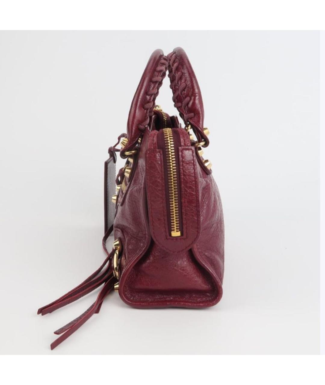 BALENCIAGA Бордовая кожаная сумка тоут, фото 2