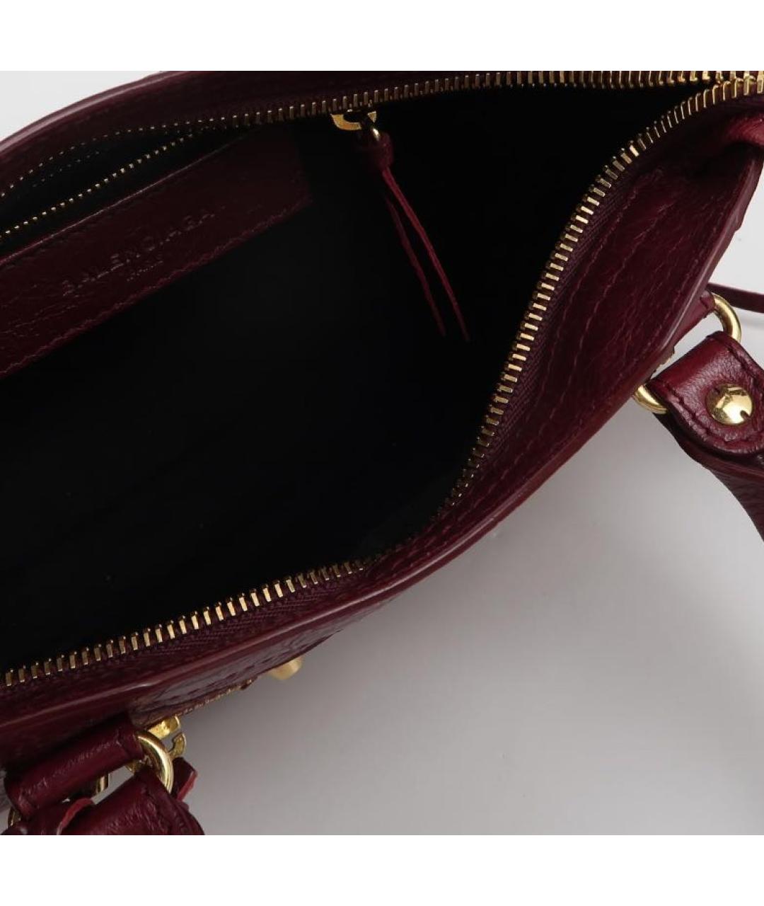 BALENCIAGA Бордовая кожаная сумка тоут, фото 6
