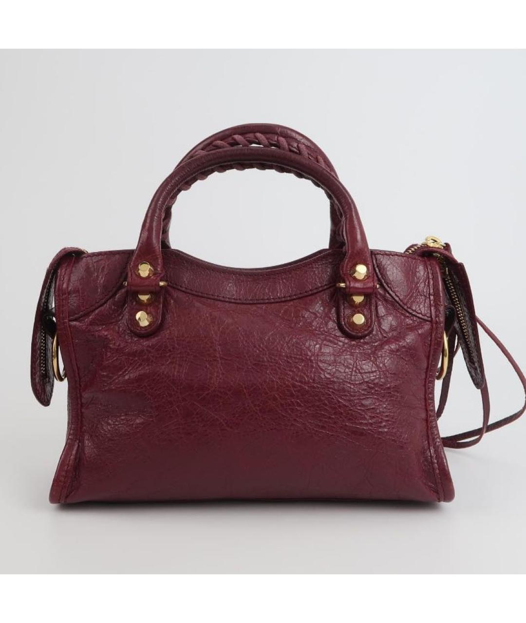 BALENCIAGA Бордовая кожаная сумка тоут, фото 4