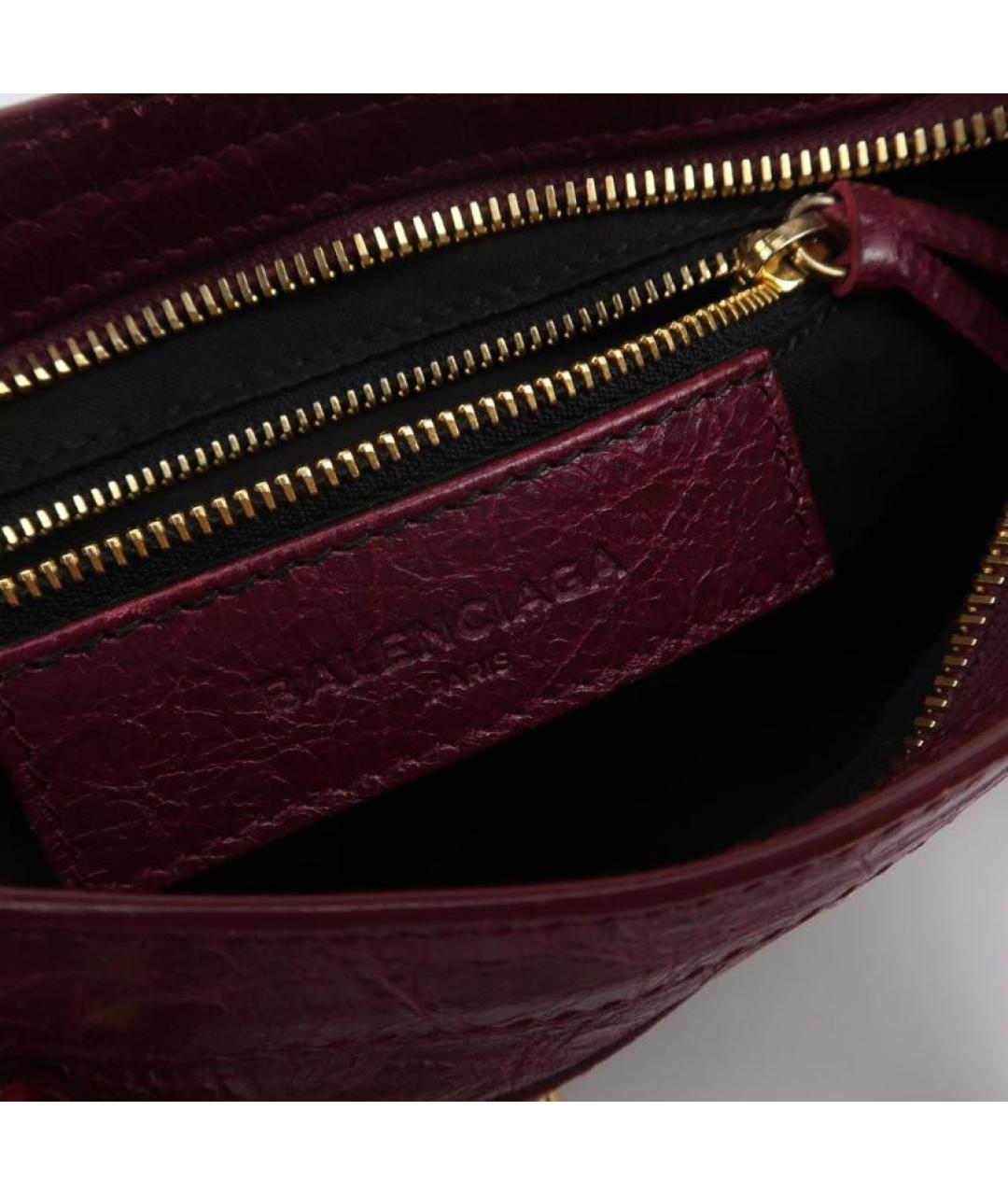 BALENCIAGA Бордовая кожаная сумка тоут, фото 7