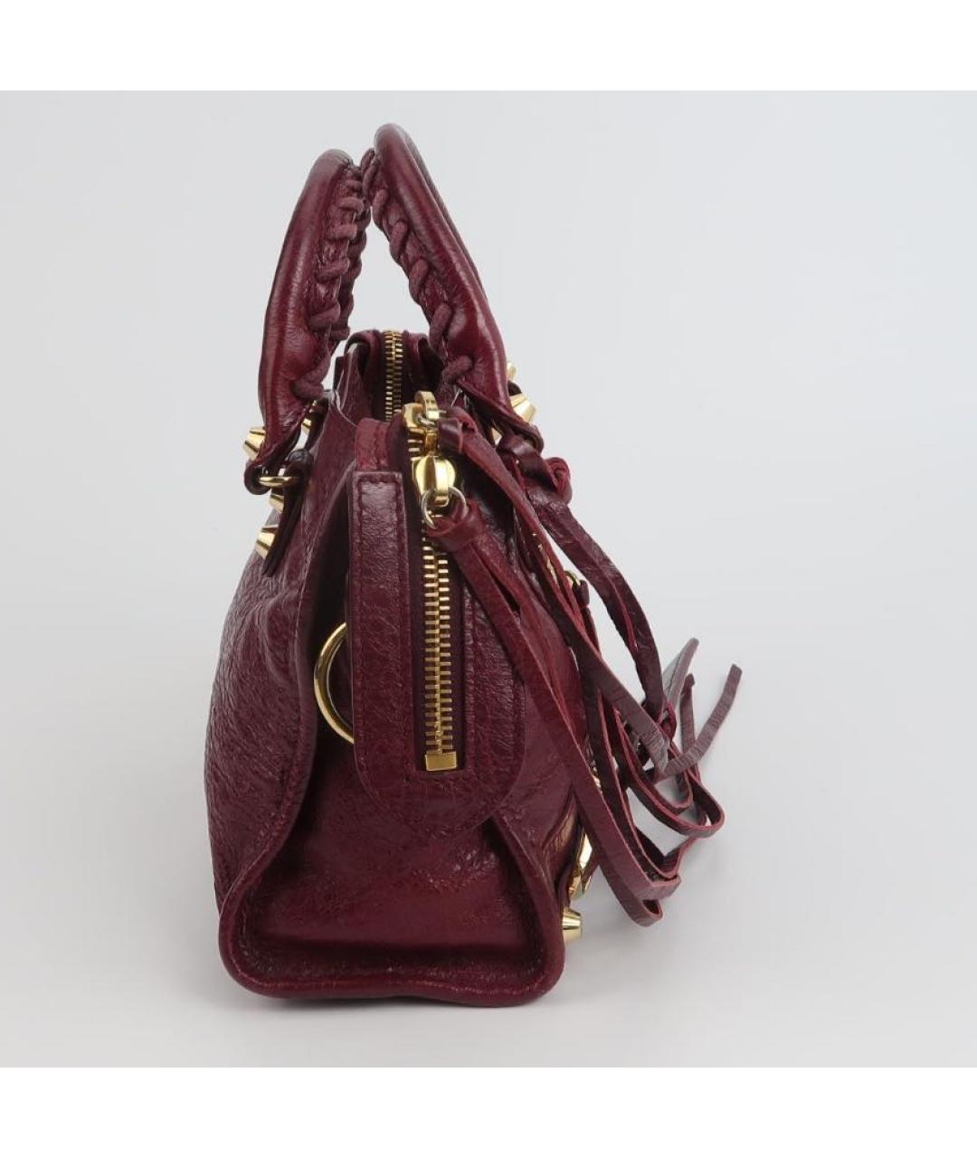 BALENCIAGA Бордовая кожаная сумка тоут, фото 3