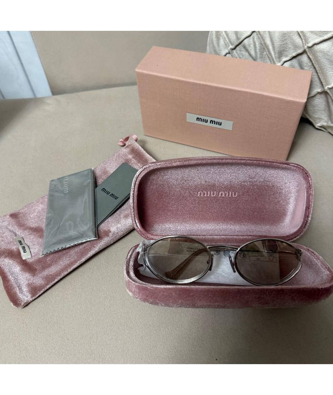 MIU MIU Серебряные металлические солнцезащитные очки, фото 3