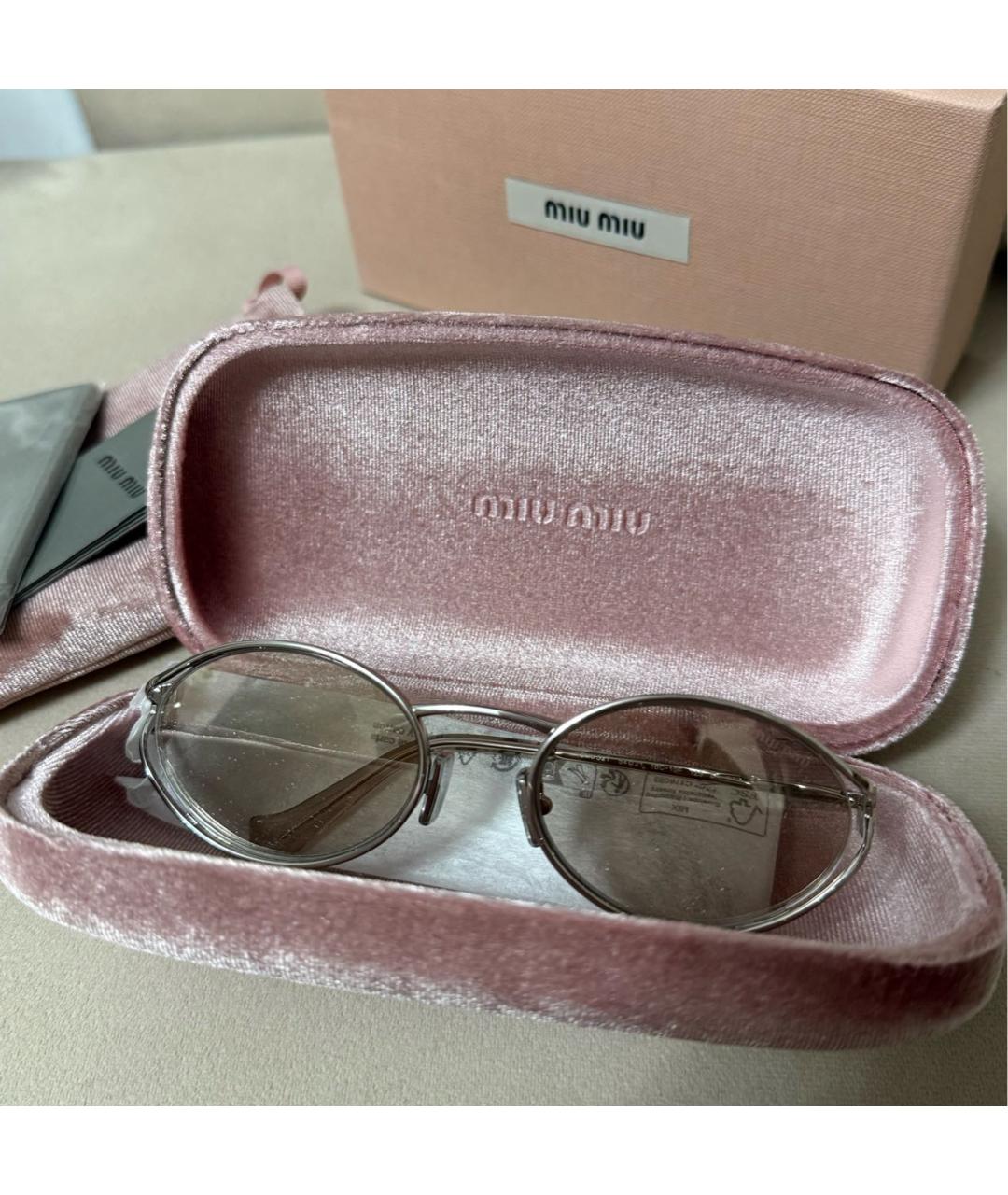MIU MIU Серебряные металлические солнцезащитные очки, фото 4