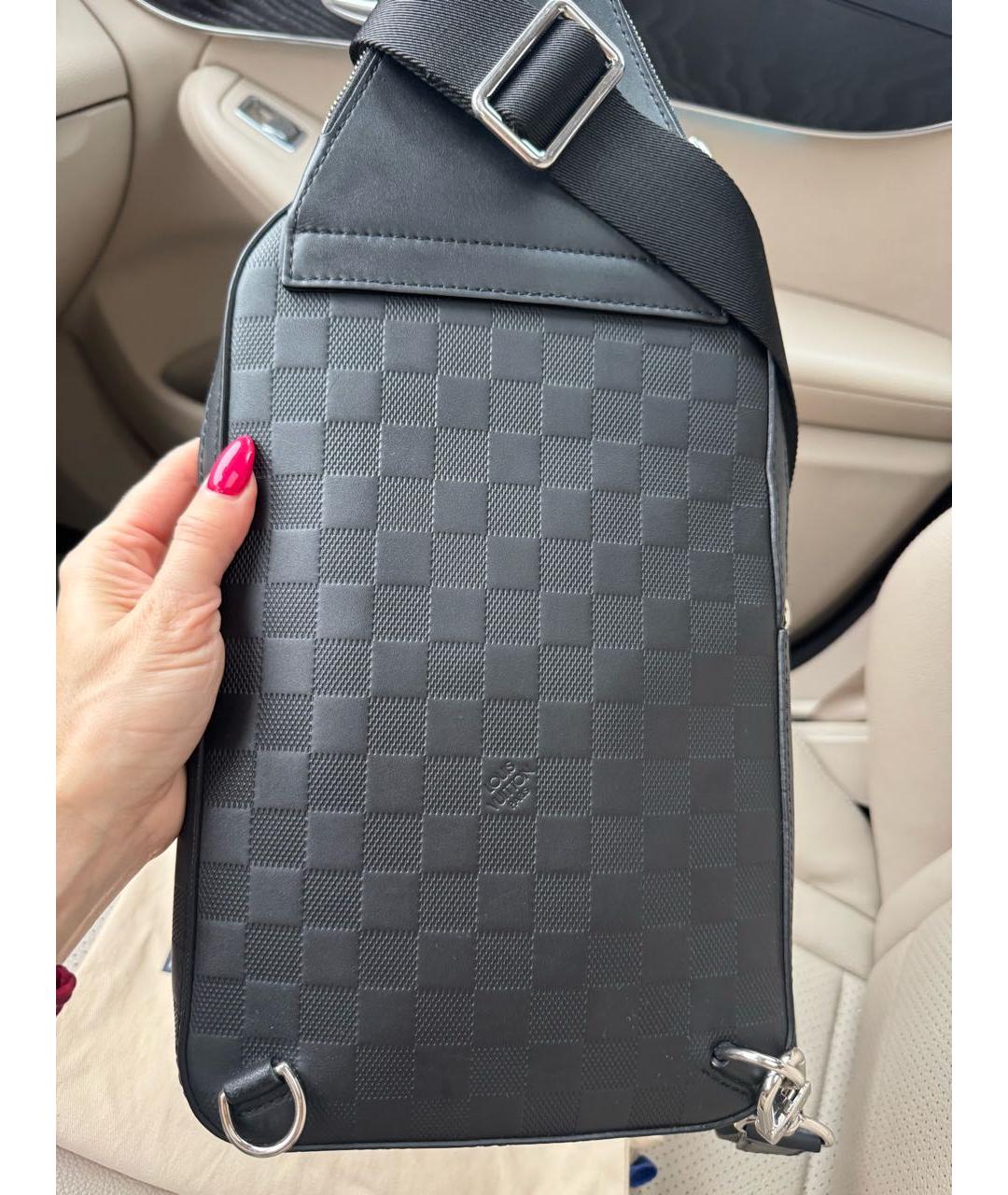 LOUIS VUITTON Черная кожаная сумка на плечо, фото 5